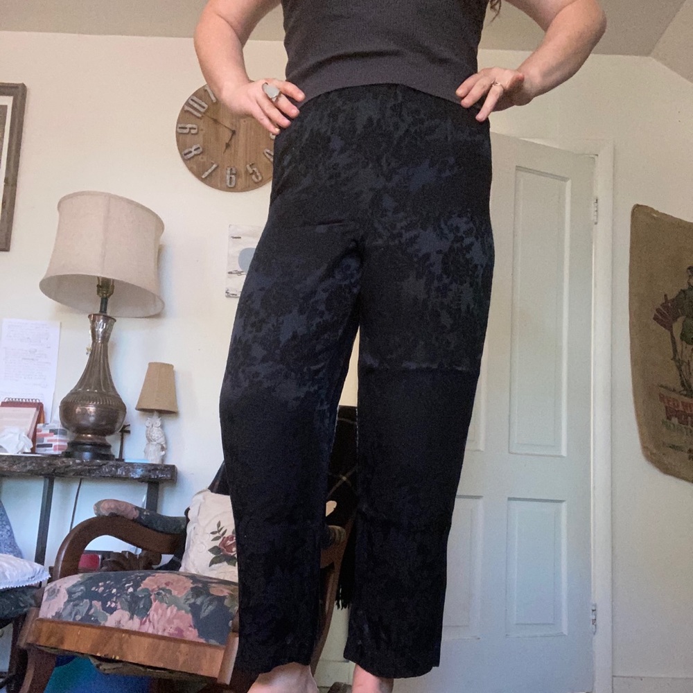 Vintage jacquard floral black pants - Picture 3 of 5